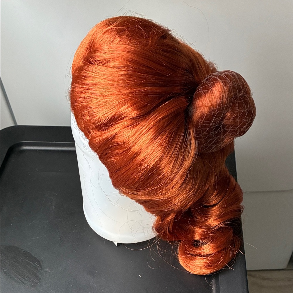 Red Copper Synthetic Hair Bun Wig with Net - Women Hair